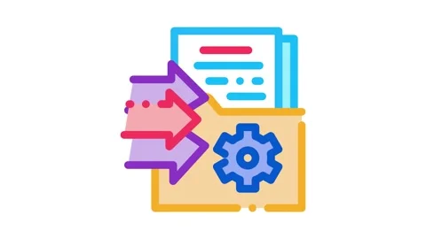 Document adding in folder Icon Animation Stock Footage 145274923