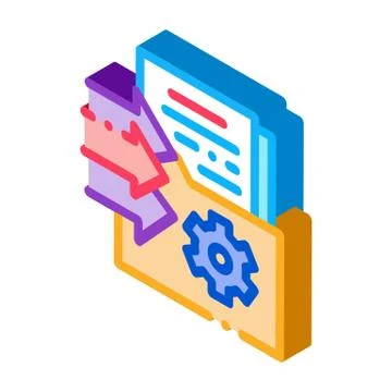 Document adding in folder isometric icon vector illustration Illustrazione stock
