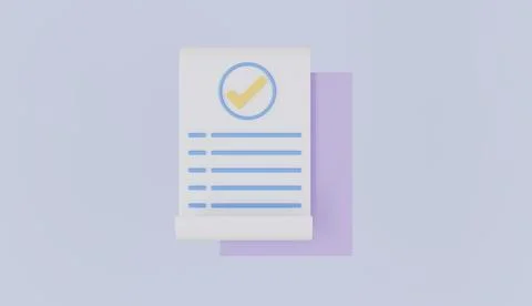 Document agreeing and signing offer, checkmarks and papers, approve symbol Stock Illustration