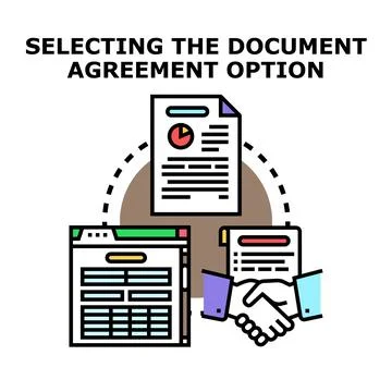 Document agreement process involving data and handshake Stock Illustration