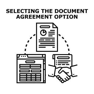 Document agreement process involving data and handshake Stock Illustration