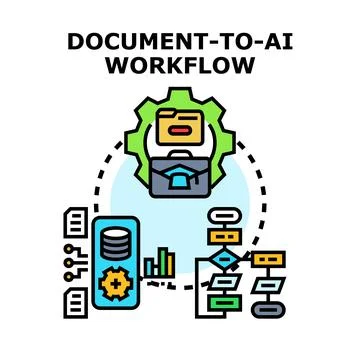 Document ai workflow automating data processing decisions Stock Illustration