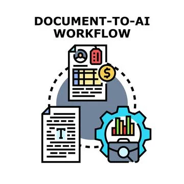 Document to ai workflow process vector illustration Stockillustratie