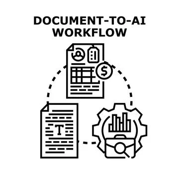 Document to ai workflow process vector illustration 스톡 일러스트