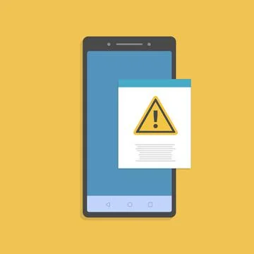 Document with alert or error notification bubble on mobile phone or cellphone Stock Illustration