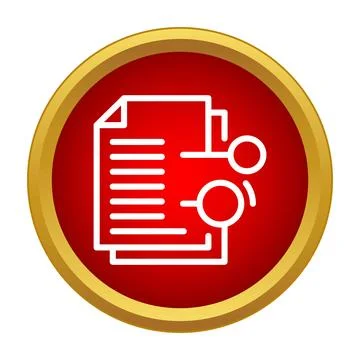Document analysis and process flow icon on red background Stock Illustration