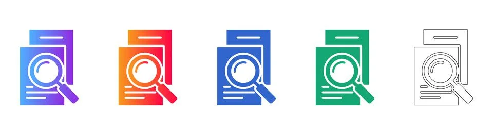 Document Analysis and Research Icons Illustration
