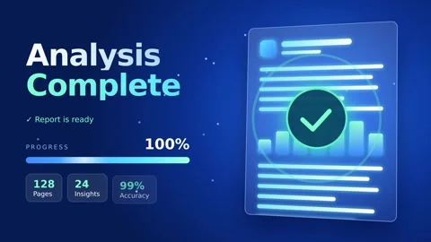 Document Analysis Hologram Animation with Progress Bar Stock Footage 348115765