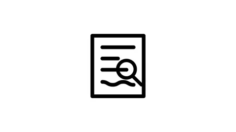 Document analysis with magnifying glass icon animation Stock Footage 340054127