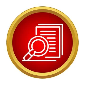 Document analysis magnifying glass icon researching data Illustrazione stock