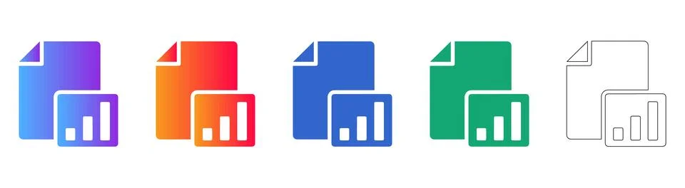 Document and Analytics Chart Icons Set 스톡 일러스트