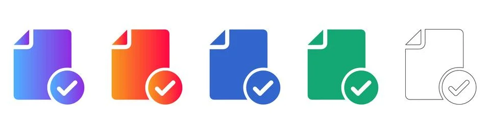 Document and Approval Checkmark Icons Illustrazione stock