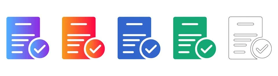 Document and Approval Checkmark Icons 스톡 일러스트