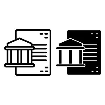 Document and building line and glyph icon. College documentation vector Ilustración de archivo
