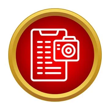Document and camera icon representing media reports Illustration