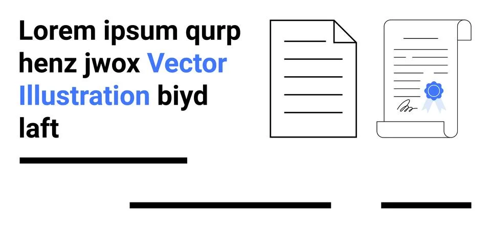 Document and Certificate with Blue Seal Accompanied by Placeholder Text in .. Ilustración de archivo