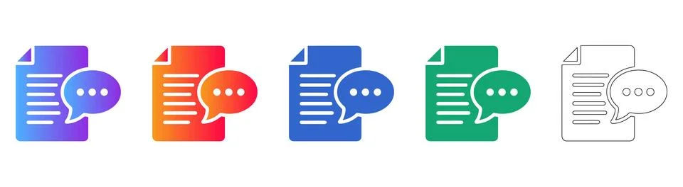 Document and Chat Bubble Icons Set Stock Illustration