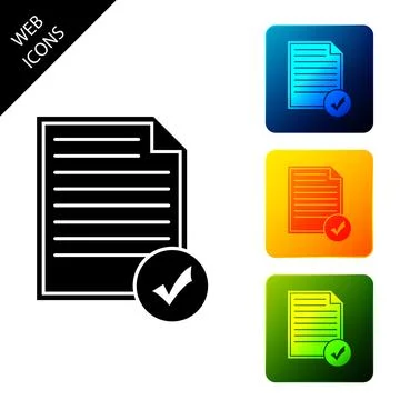 Document and check mark icon isolated. Checklist icon. Business concept. Set Stock Illustration