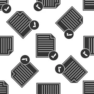 Document and check mark icon seamless pattern on white background. Checklist イラスト素材