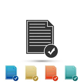 Document and check mark icon isolated on white background. Checklist icon Illustrazione stock