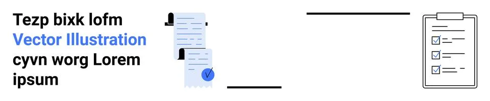 Document and Checklist Comparison with Blue Seal Icon on a White Background Stock Illustration