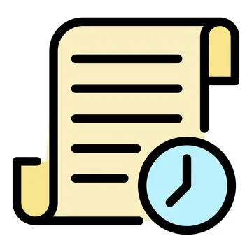 Document and clock icon color outline vector イラスト素材