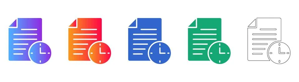 Document and Clock Icons Representing Deadline or Time Stock Illustration
