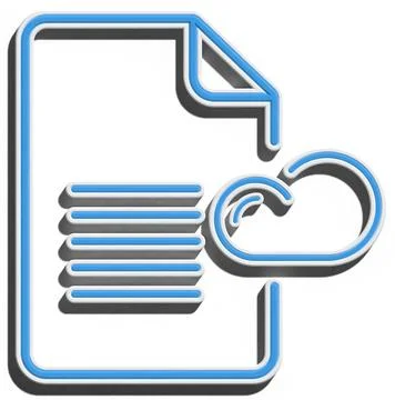 Document and cloud with shadow on isolated background, 3D rendering illust... Stock Photos