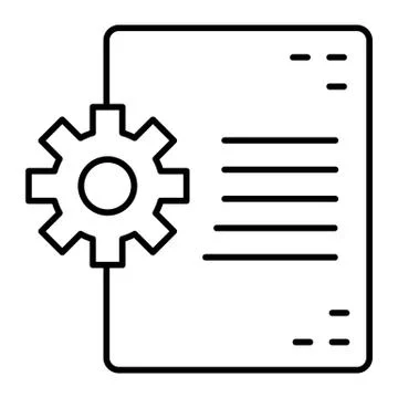 Document and cogwheel thin line icon. Document in developing vector illustration Stock Illustration