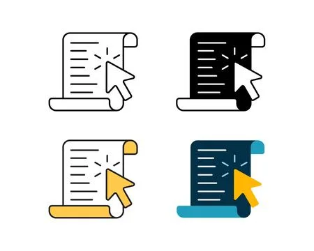 Document and cursor icon vector design in 4 style line, glyph, duotone, and.. Stock Illustration