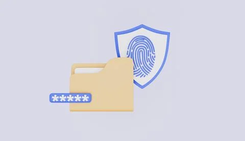 Document and data protection with biometric scanning, Folder protected password Illustrazione stock