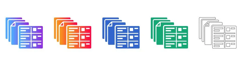 Document and File List Management Icon Set Illustrazione stock