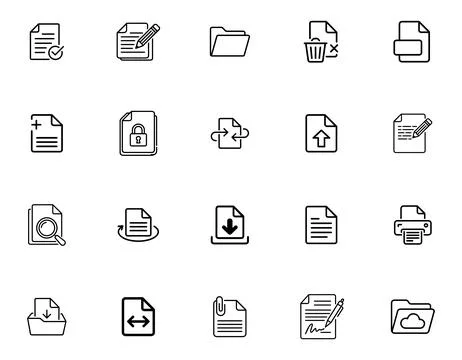 Document and File Management Icons set Stock Illustration