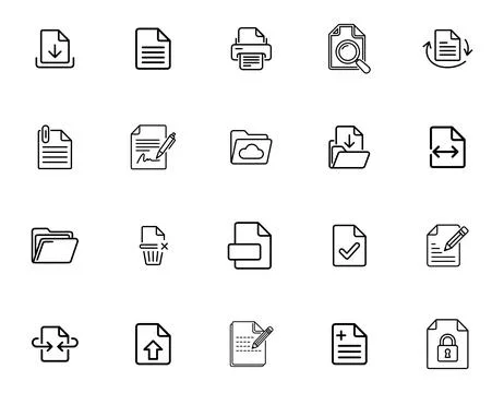 Document and File Management Icons set Stock Illustration