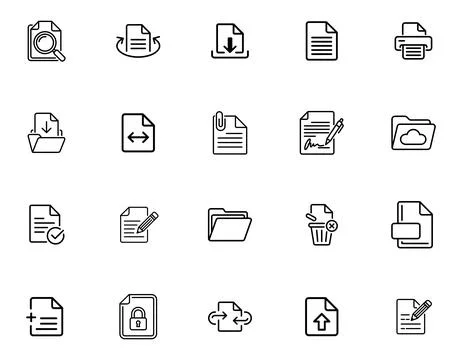 Document and File Management Icons set Stock-Illustration