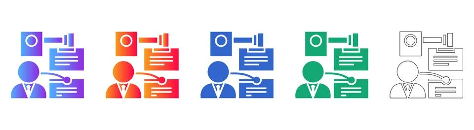 Document and File Management Process Icons Stock Illustration