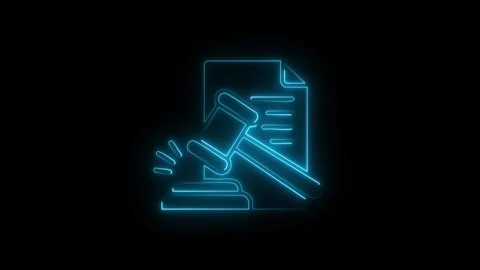 Document and gavel symbol animation on a black background. law, justice and.. Stock Footage 338288207