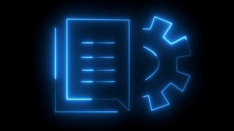 Document and gear icon neon Stock Illustration