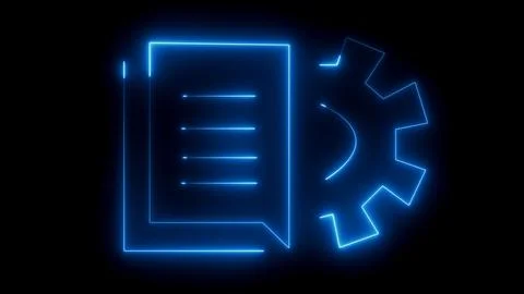 Document and gear icon neon イラスト素材