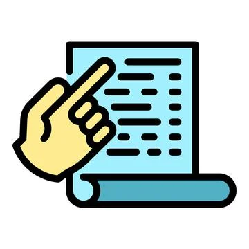 Document and hand icon color outline vector イラスト素材