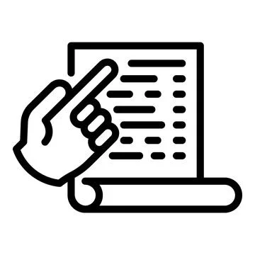 Document and hand icon, outline style Stockillustratie