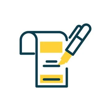 Document and highlighter pen icon, half color style Stock Illustration