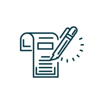 Document and highlighter pen icon, line style 스톡 일러스트