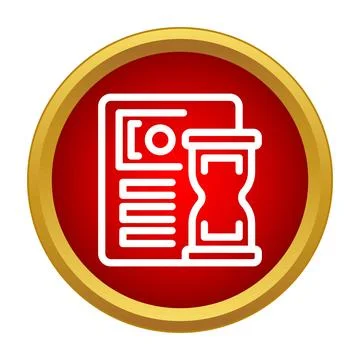 Document and hourglass icon showing waiting time 스톡 일러스트
