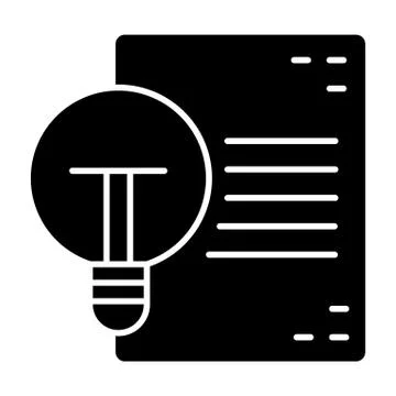 Document and light bulb solid icon. Idea and paper vector illustration isolated Illustrazione stock