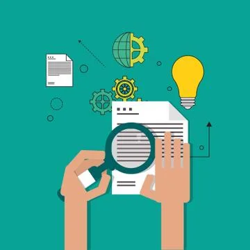 Document and lupe icon. Proffesional Solution. Vector graphic Stock Illustration