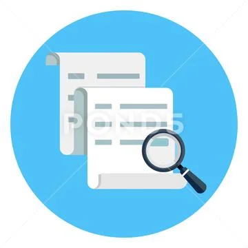 Document and magnifying glass icon Stock Illustration