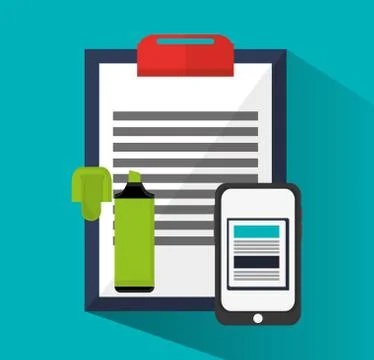 Document and marker of office and work design Illustrazione stock