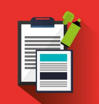 Document and marker of office and work design Illustrazione stock