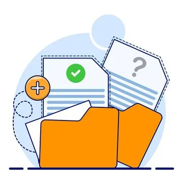 Document and media content concept. Monitor display with yellow folders. Stock Illustration